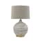 Hello Honey® Textured Black & White Striped Ceramic Table Lamp with Grey Linen Shade